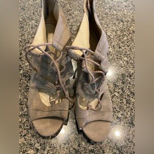 Tan Lace-Up Open Toe Sandals